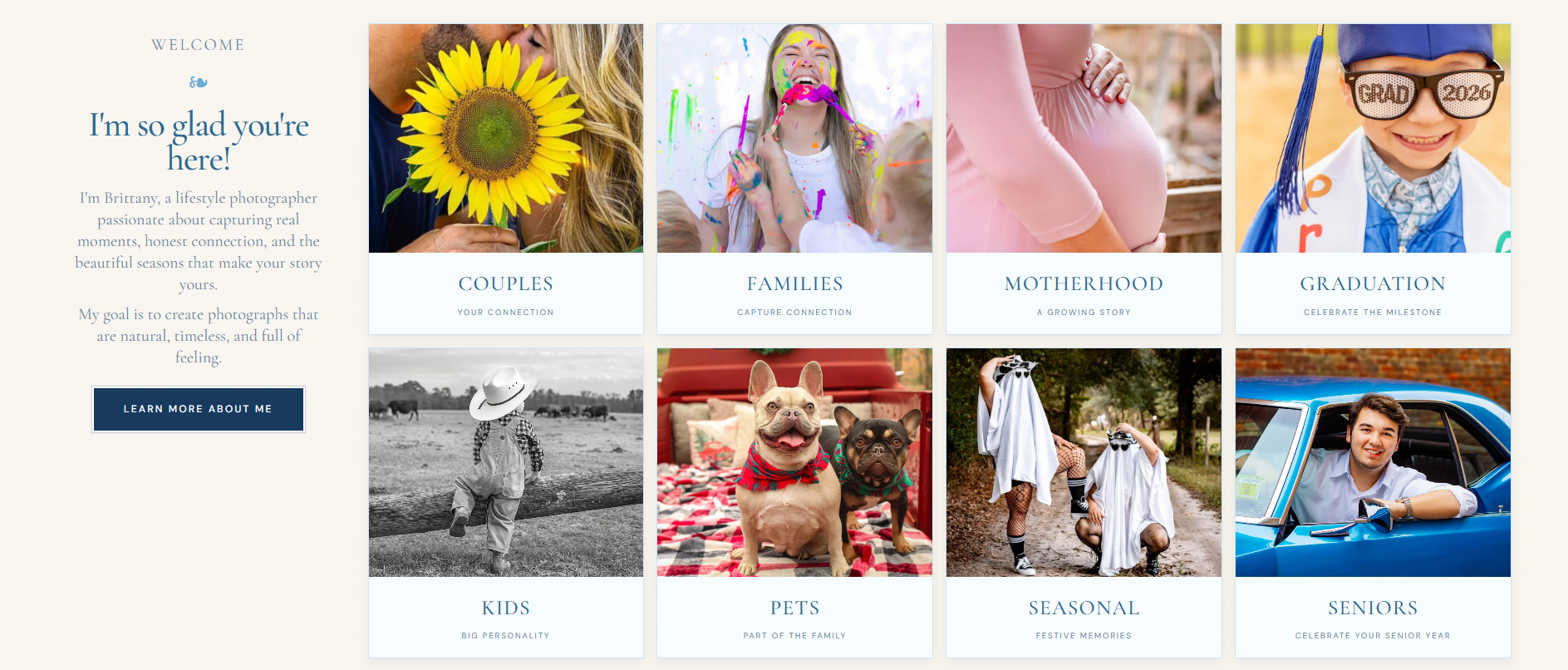 Brittany Harris Photography second website screenshot