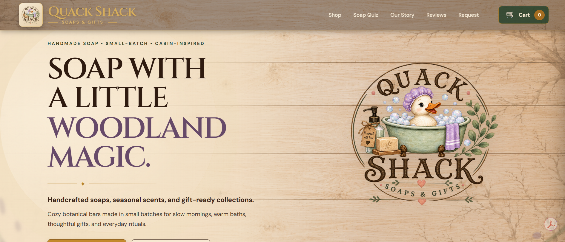 Quack Shack handmade soap website
