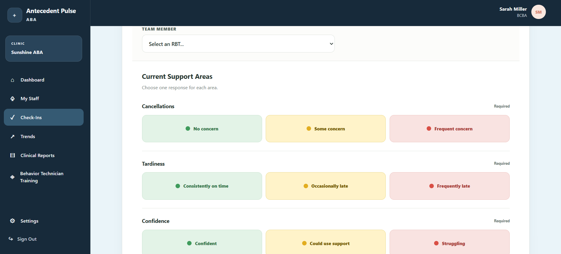 Staff retention platform employee check-in